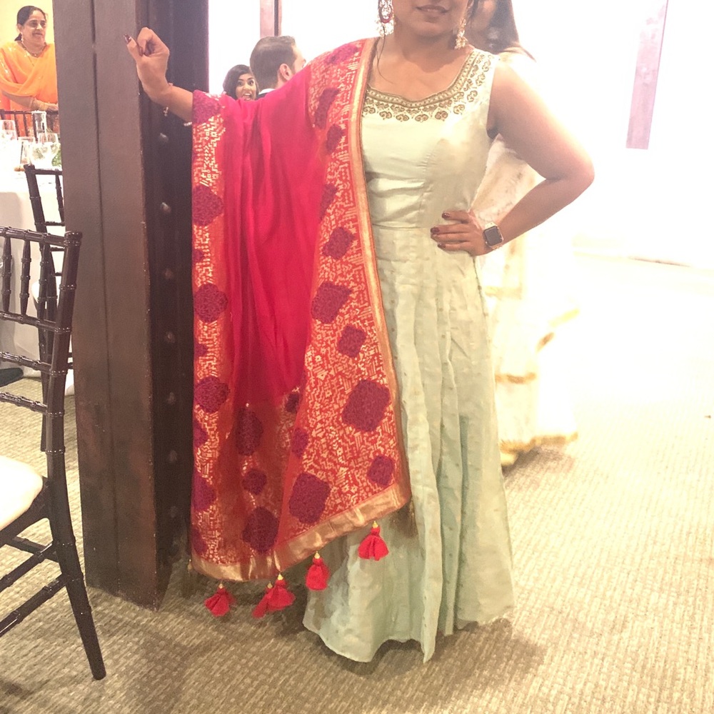 Anarkali suit with pure silk dupatta